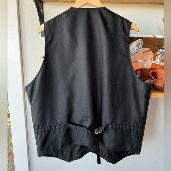 Vintage Permit Platinum Black Leather Western Style Vest Size XL - Picture 6 of 9
